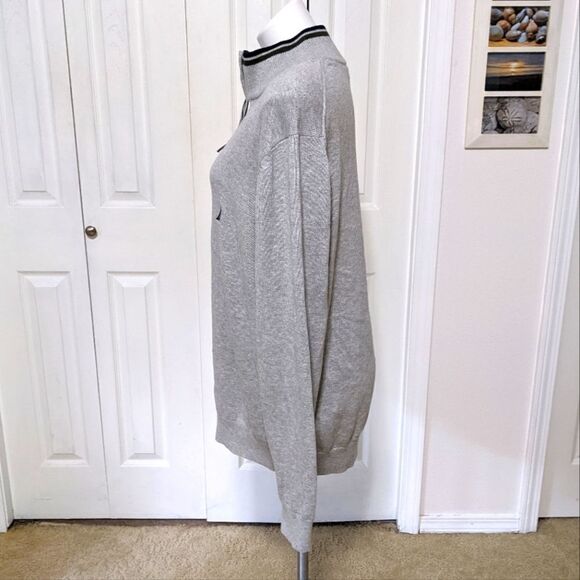 NWOT Nautica Men's Ash Grey 100% Cotton Zip-Up Long Sleeve Sweater - Picture 8 of 15